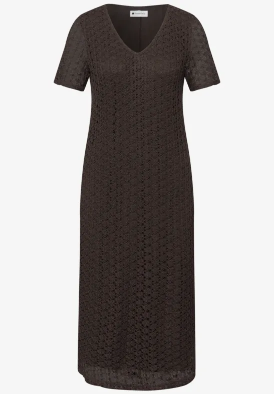 Midi-Kleid aus Spitze in Unifarbe espresso brown