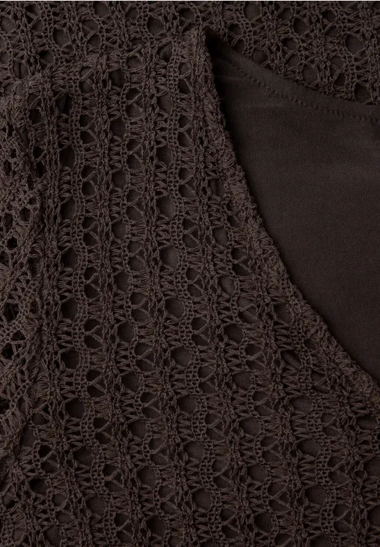 Midi-Kleid aus Spitze in Unifarbe espresso brown