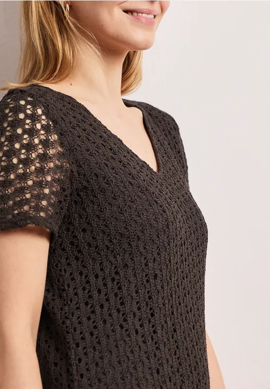 Midi-Kleid aus Spitze in Unifarbe espresso brown