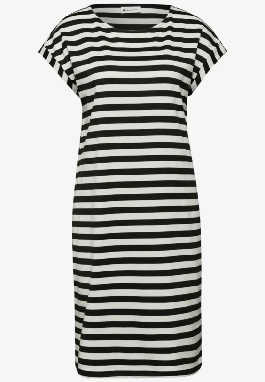 Knielanges Kleid aus Jersey mit Streifen Black