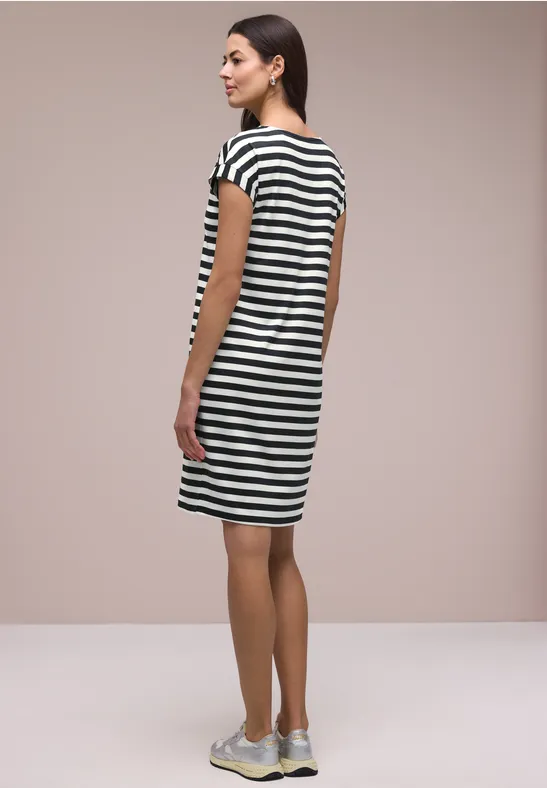 Knielanges Kleid aus Jersey mit Streifen shadowed navy