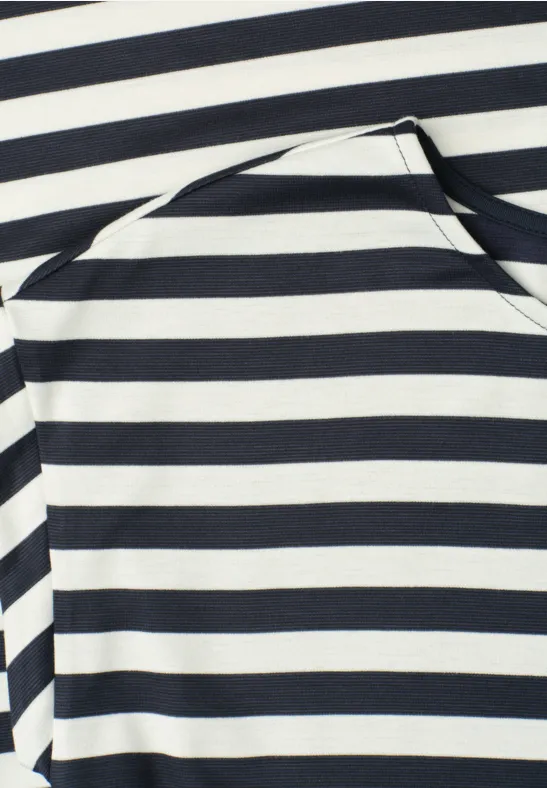 Knielanges Kleid aus Jersey mit Streifen shadowed navy