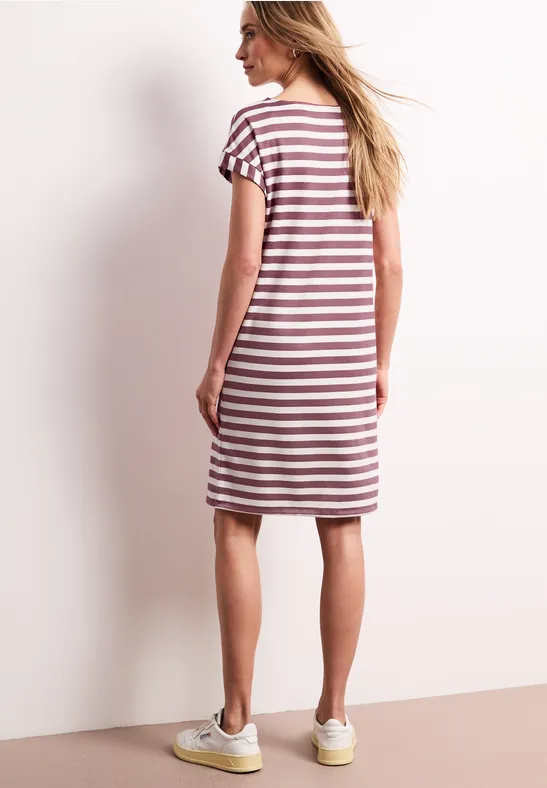 Knielanges Kleid aus Jersey mit Streifen dark clouded blush