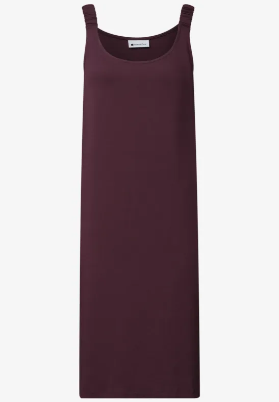 Ärmelloses, knöchellanges Kleid aus weichem Jersey in dunklem Burgund.