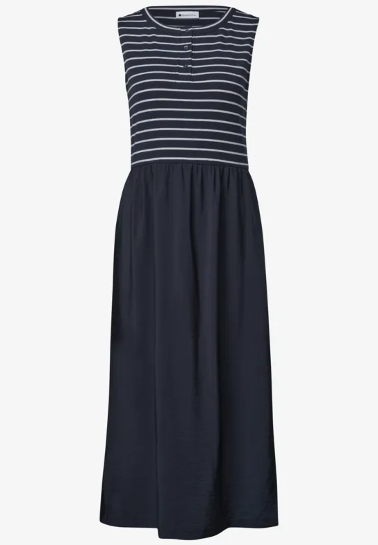 Robe maxi bleu marine sans manches avec haut à rayures blanches