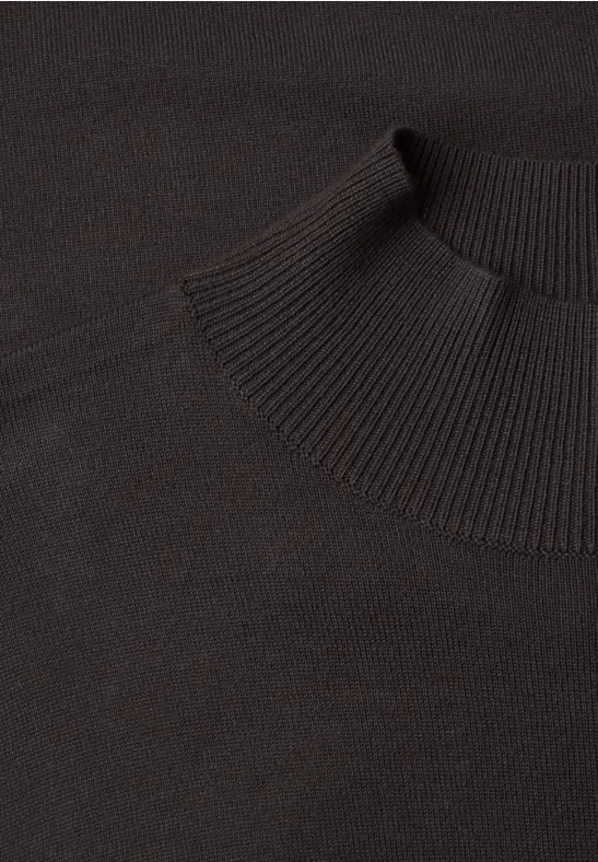 Knielanges Strickkleid mit Turtle Neck black coffee