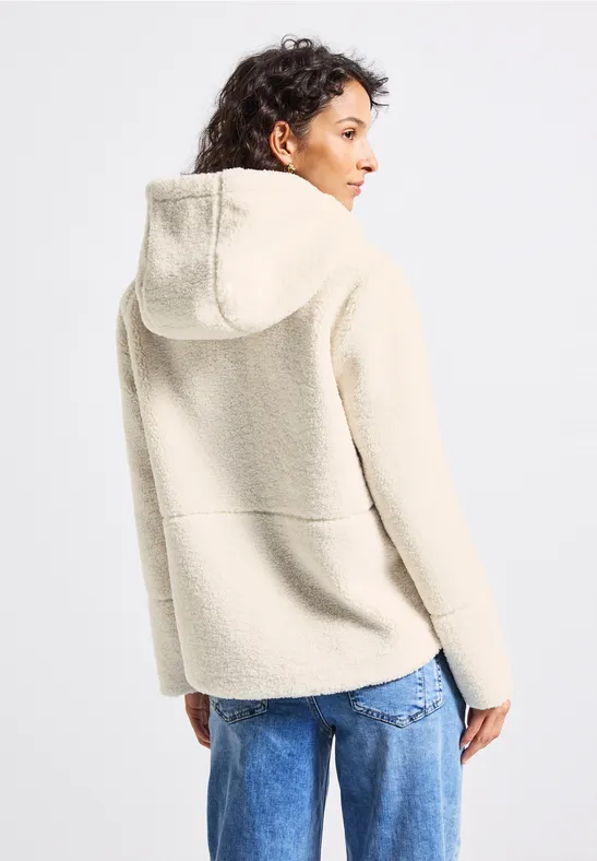 Teddyjacke mit Kapuze pastel sand