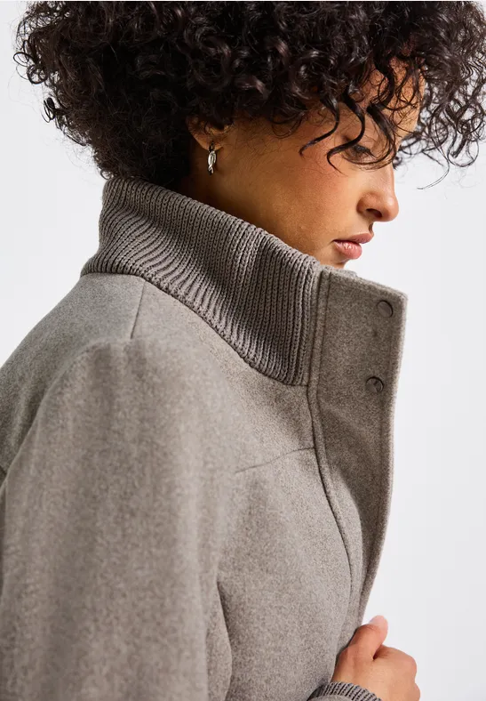 Kurzmantel mit Strickdetails Sandy Mocca Mel.