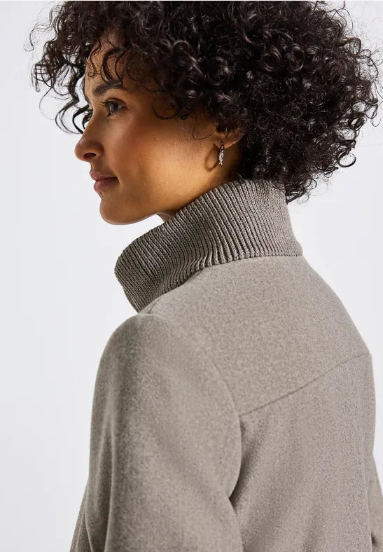 Kurzmantel mit Strickdetails Sandy Mocca Mel.