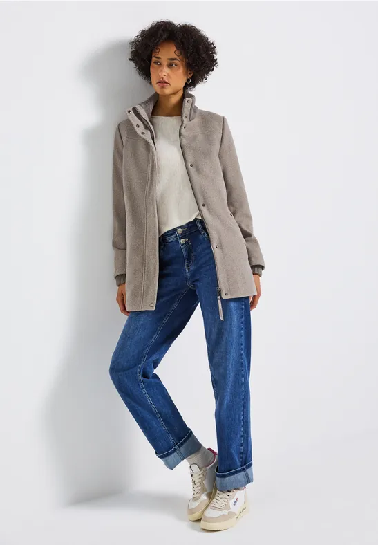 Kurzmantel mit Strickdetails Sandy Mocca Mel.