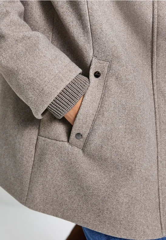 Kurzmantel mit Strickdetails Sandy Mocca Mel.