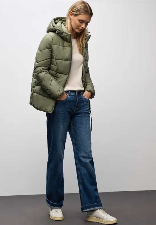 Kurze Steppjacke Lichen Green
