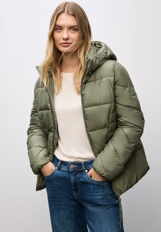 Kurze Steppjacke Lichen Green