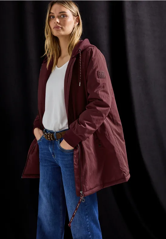 Langer Blousun mit Kapuze Light Mahagony Red