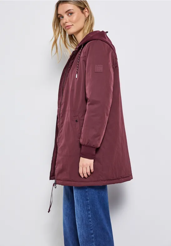 Langer Blousun mit Kapuze Light Mahagony Red