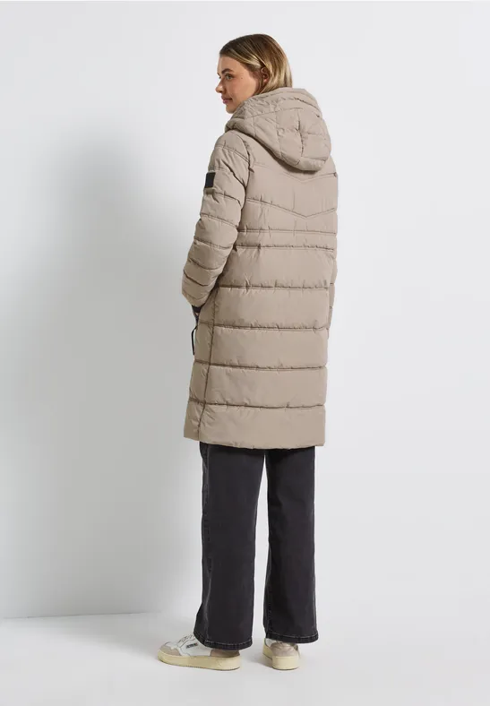 Lange Steppjacke Smooth Champagne