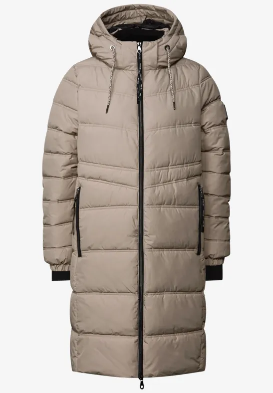 Lange Steppjacke Smooth Champagne