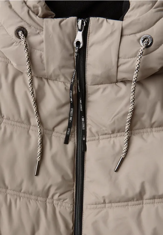 Lange Steppjacke Smooth Champagne