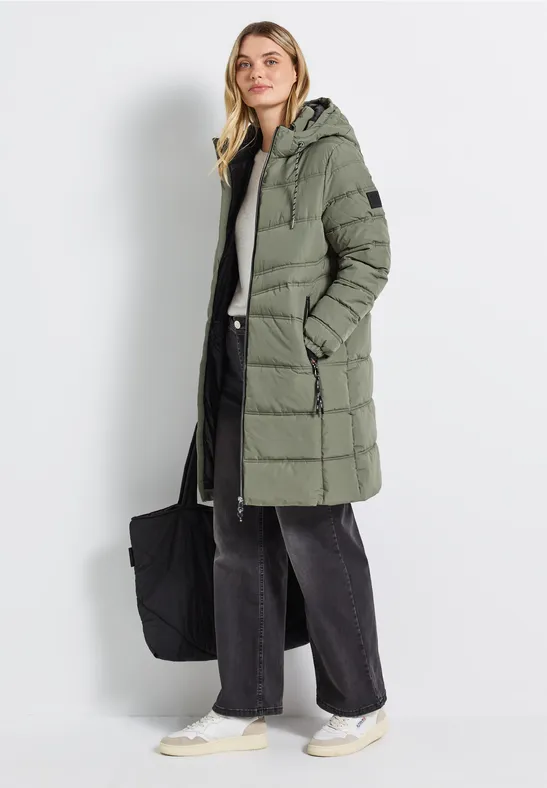 Lange Steppjacke Lichen Green
