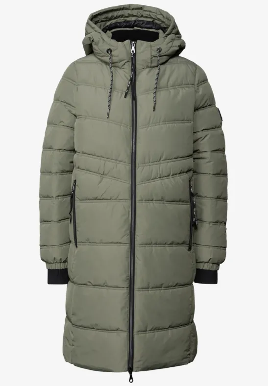 Lange Steppjacke Lichen Green