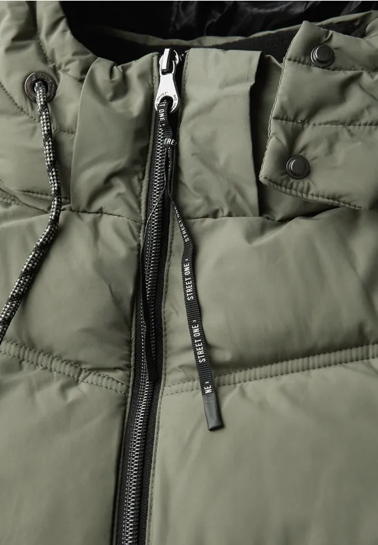 Lange Steppjacke Lichen Green