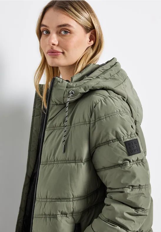 Lange Steppjacke Lichen Green
