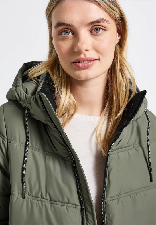 Lange Steppjacke Lichen Green