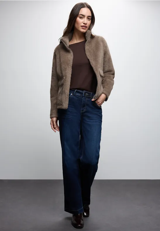 Fake Fur Jacke Teddy Brown