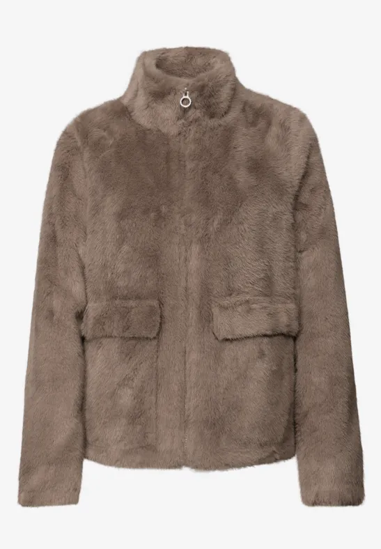 Fake Fur Jacke Teddy Brown