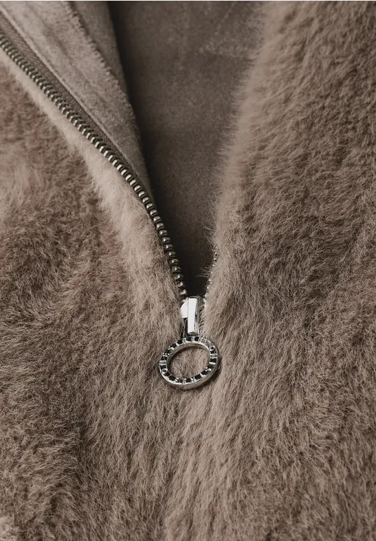 Fake Fur Jacke Teddy Brown