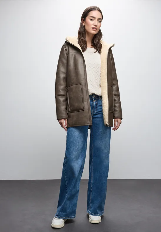 Leder-Look Jacke Sandy Mocca