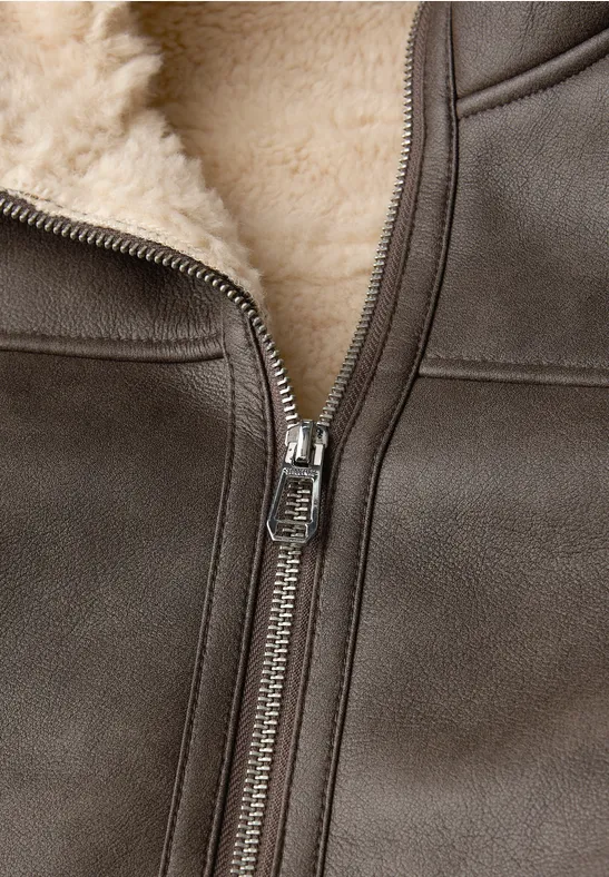 Leder-Look Jacke Sandy Mocca