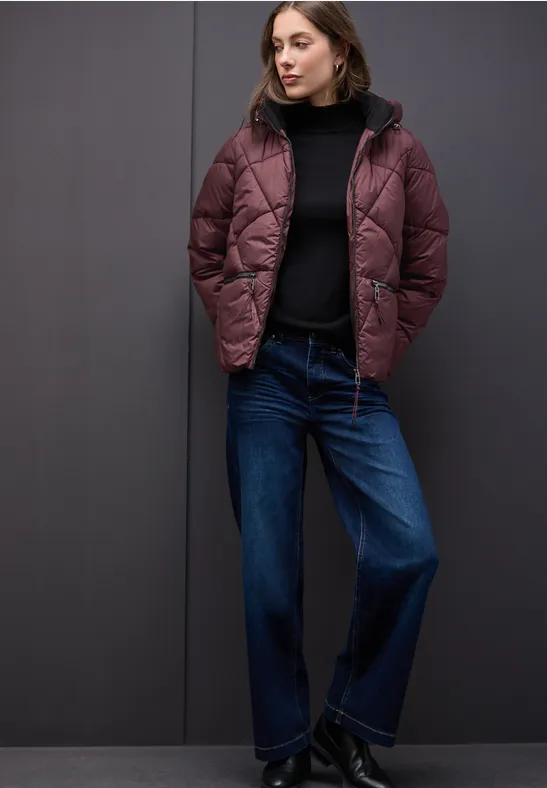 Kurze Steppjacke Light Mahagony Red
