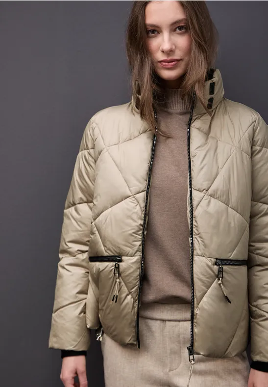 Kurze Steppjacke Smooth Champagne