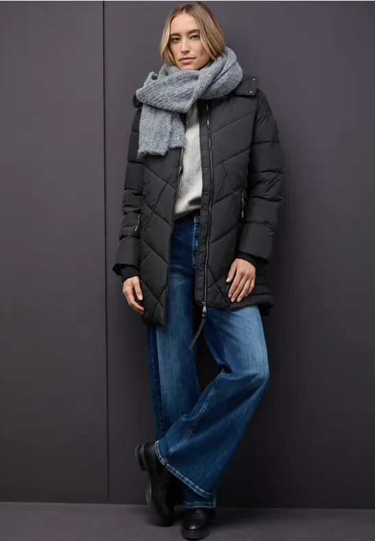 Gewatteerd jack in midilengte Black