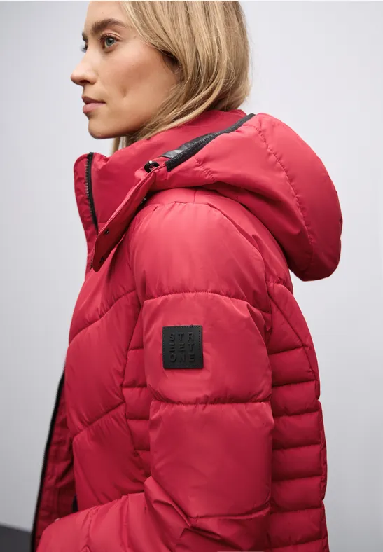 Steppjacke in Midi-Länge carpet red