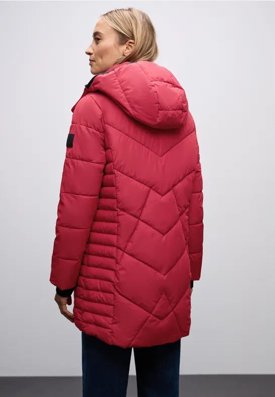 Steppjacke in Midi-Länge carpet red