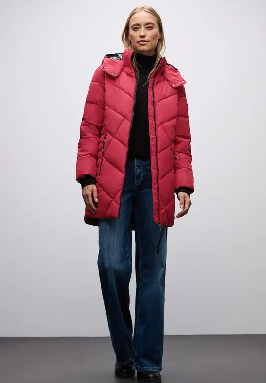 Steppjacke in Midi-Länge carpet red