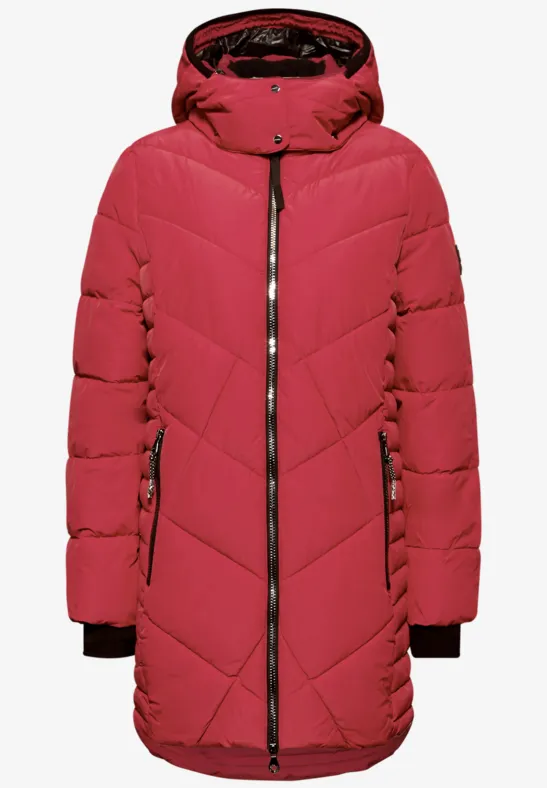 Steppjacke in Midi-Länge carpet red