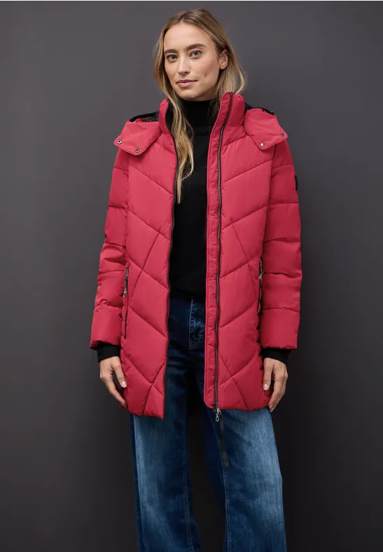 Steppjacke in Midi-Länge carpet red