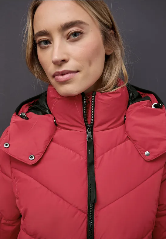 Steppjacke in Midi-Länge carpet red
