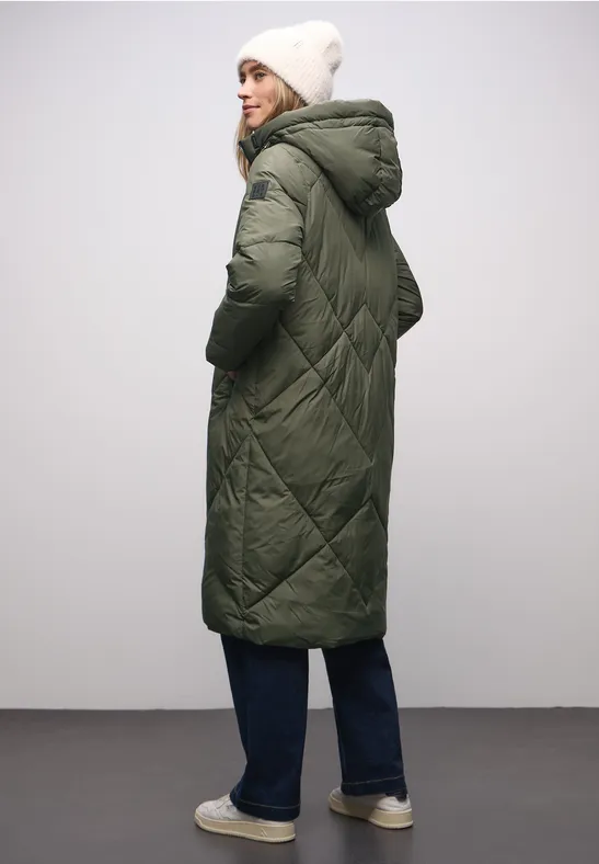 Veste longue matelassée cypress green