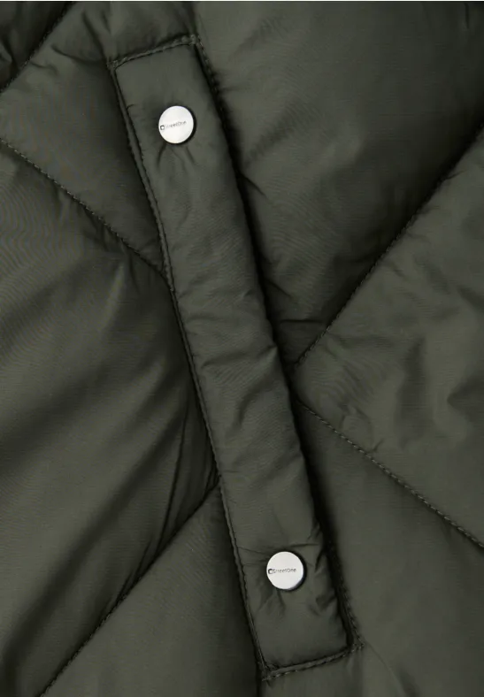 Veste longue matelassée cypress green