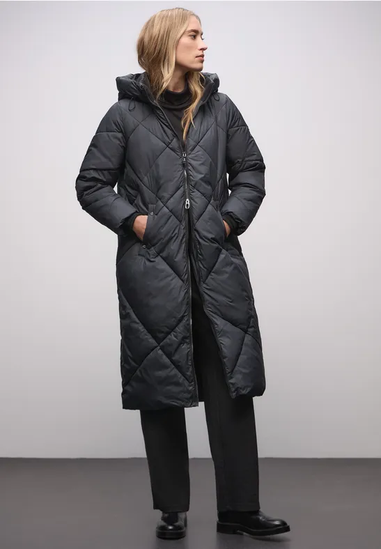 Veste longue matelassée Obsidian Blue