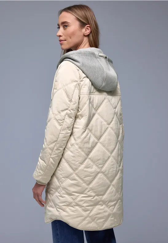 Jacke mit abnehmbarer Kapuze powder beige