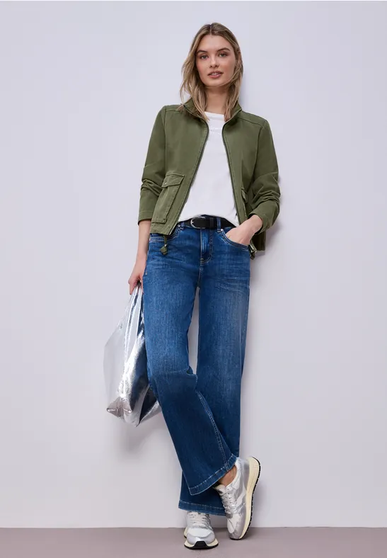 Washed-Look Jacke Dark Vetiver Green