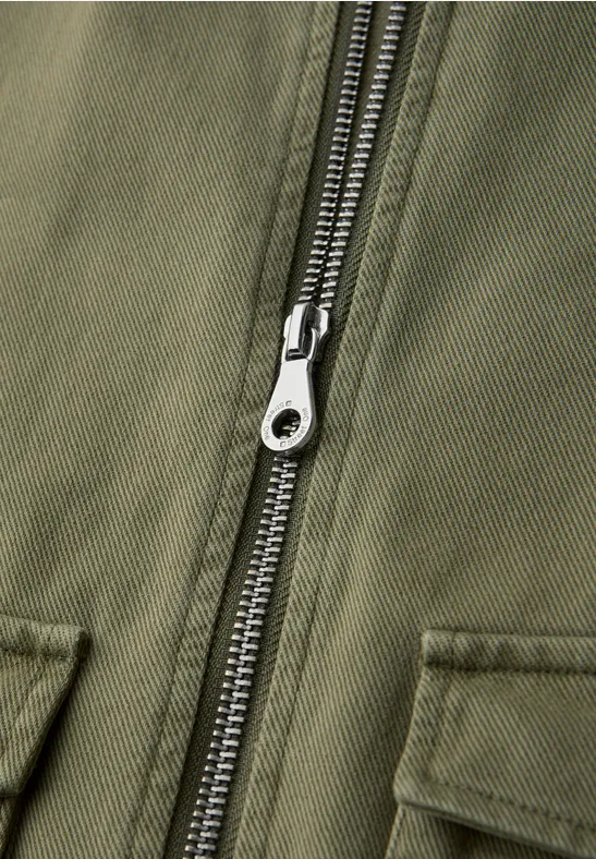 Washed-Look Jacke Dark Vetiver Green