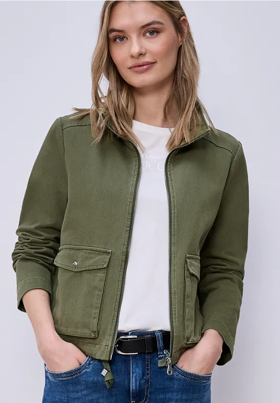 Washed-Look Jacke Dark Vetiver Green