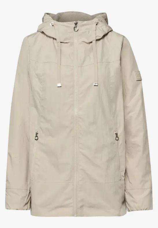 Jacke mit Kapuze und Zipper powder beige