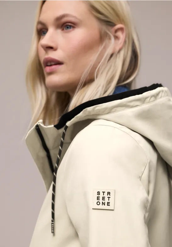 Parka mit Kapuze und 2-Wege-Zipper powder beige